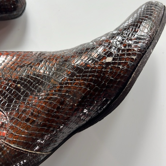 Vintage Faire Lady! Browny-auburn snakeskin ankle boots. Made in italy. - Picture 4 of 7